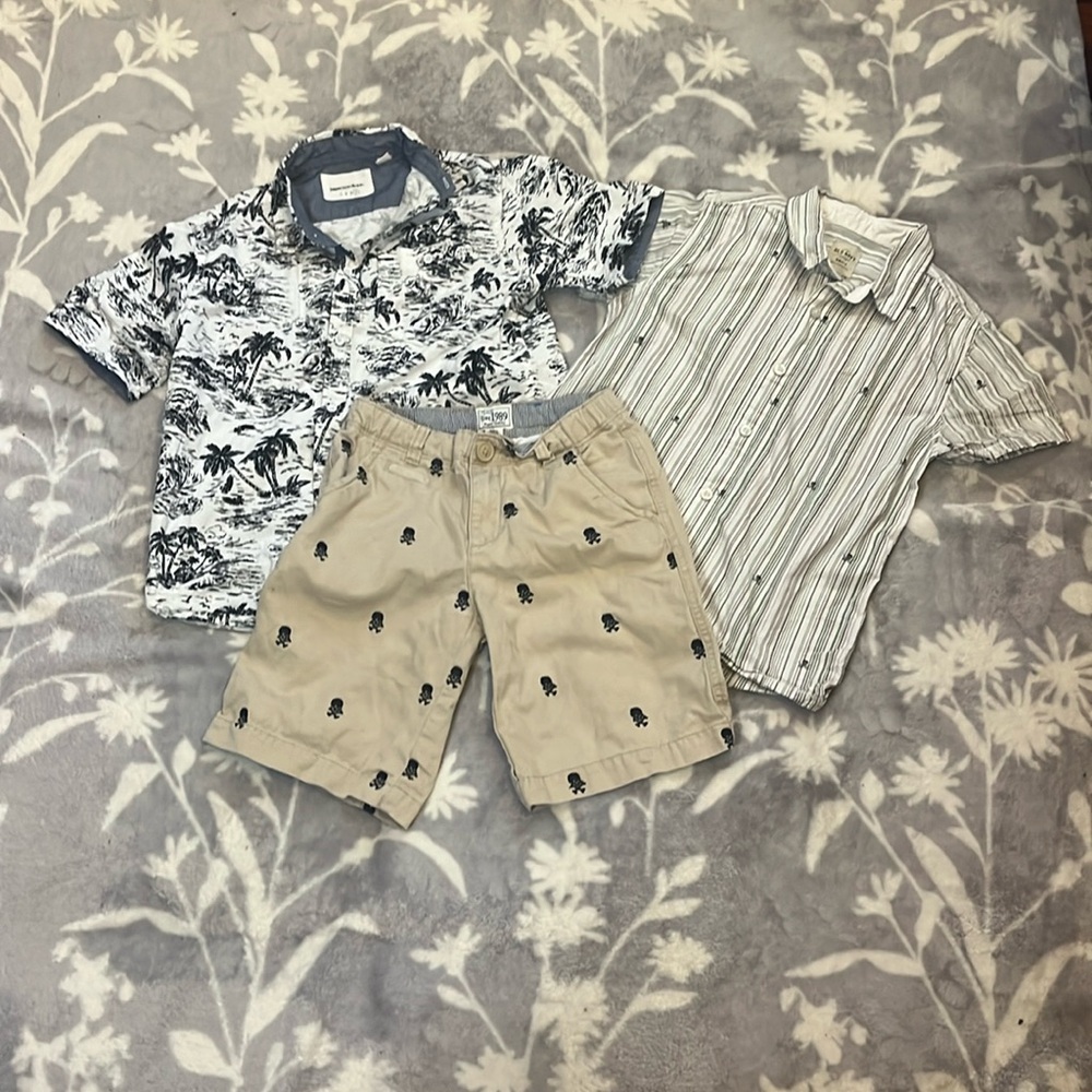 Bundle Place Pirate Print Shorts / Paperdenim& cloth & Old Navy Shirts Sz7💚